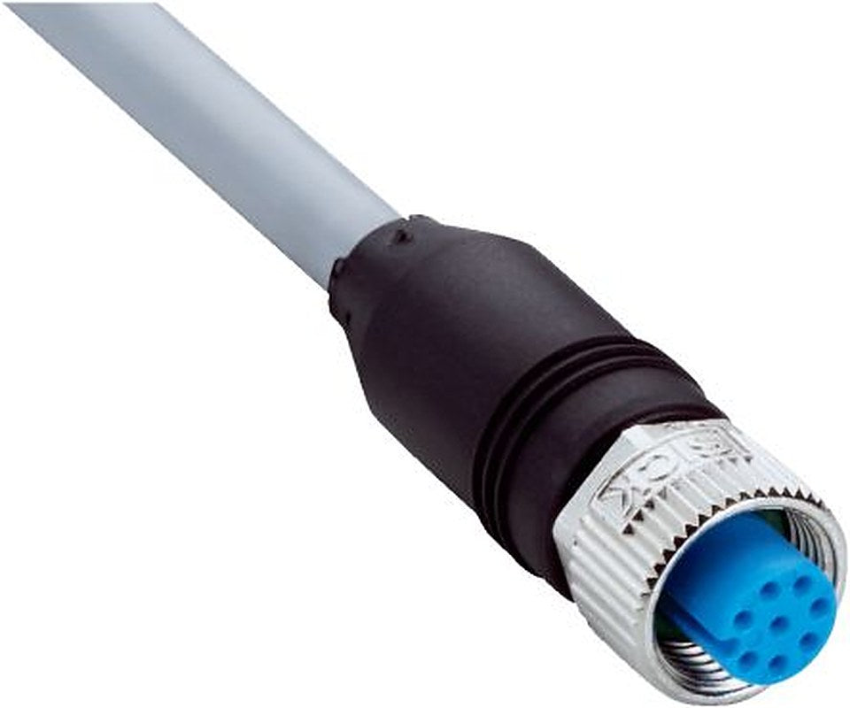 SICK Female 8 way M12, Straight to Male 4 way Straight M12 Connector Cable, 10 m