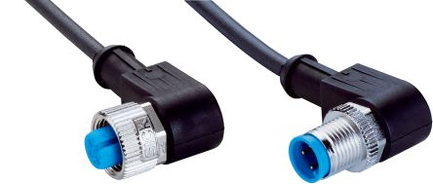 SICK Female 4 way M12, Right Angle to Male 3 way M12, Straight Connector Cable, 2 m