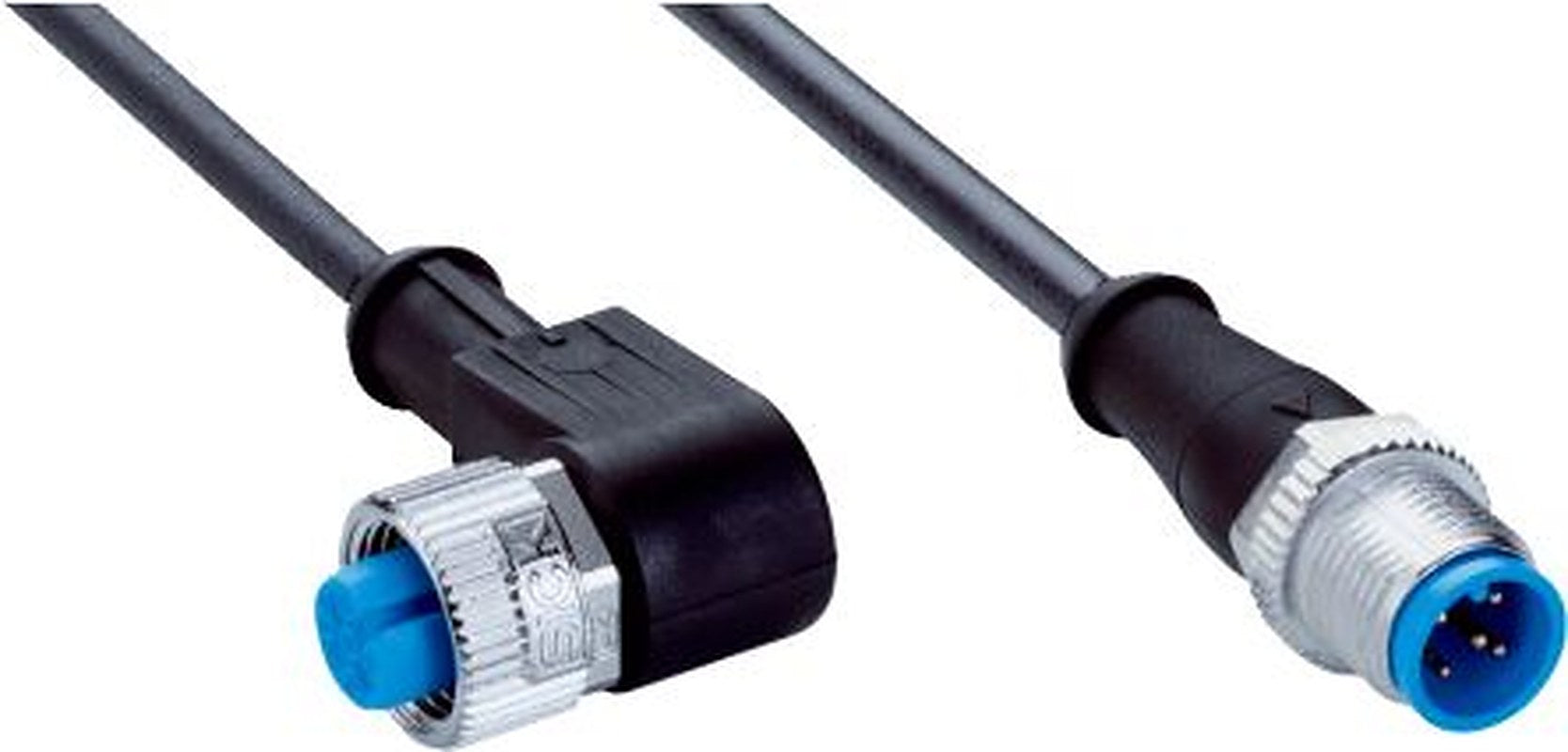 SICK Female 5 way M12, Right Angle to Male 3 way M12, Straight Connector Cable, 5 m