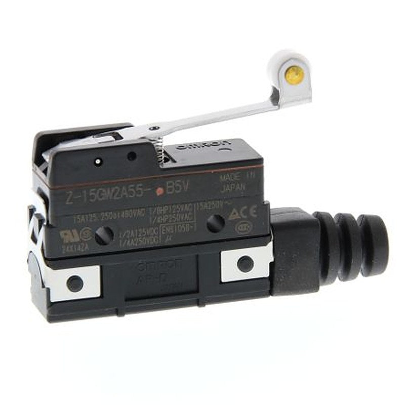 Omron Z Series Hinge Roller Lever Limit Switch, SPDT, IP62, Plastic Housing, 500V ac, 15A