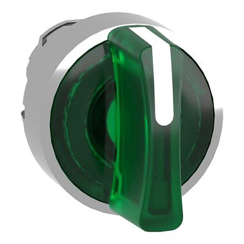 Schneider Electric Harmony Series 3 Position Illuminated Selector Switch Head, 22 mm Cutout, Green Handle, IP66, IP69,