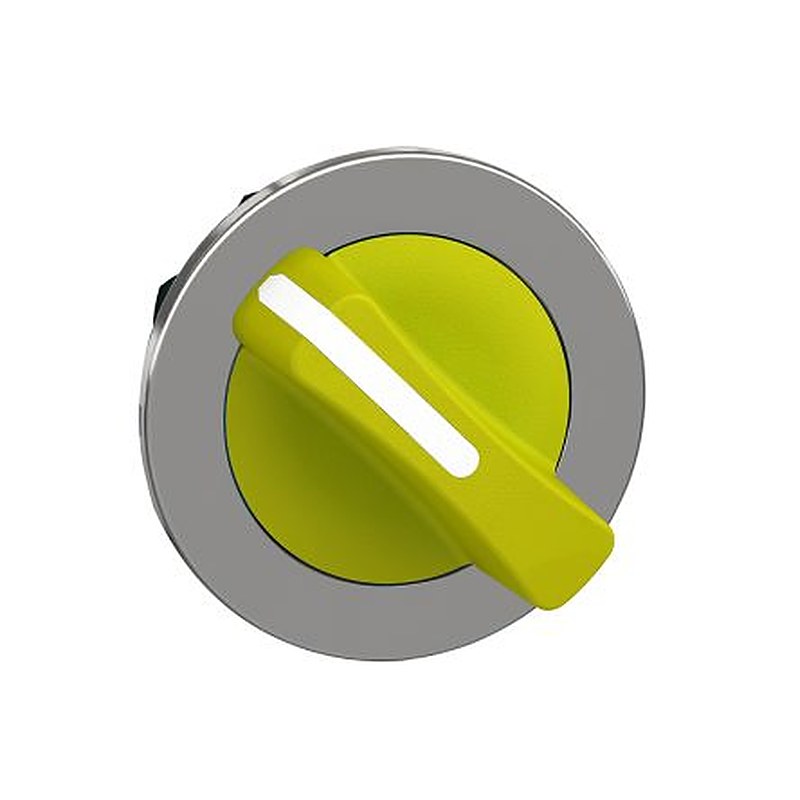 Schneider Electric ZB4 Series 2 Position Selector Switch Head, 30 mm Cutout, Yellow Handle, IP66, IP69, IP67