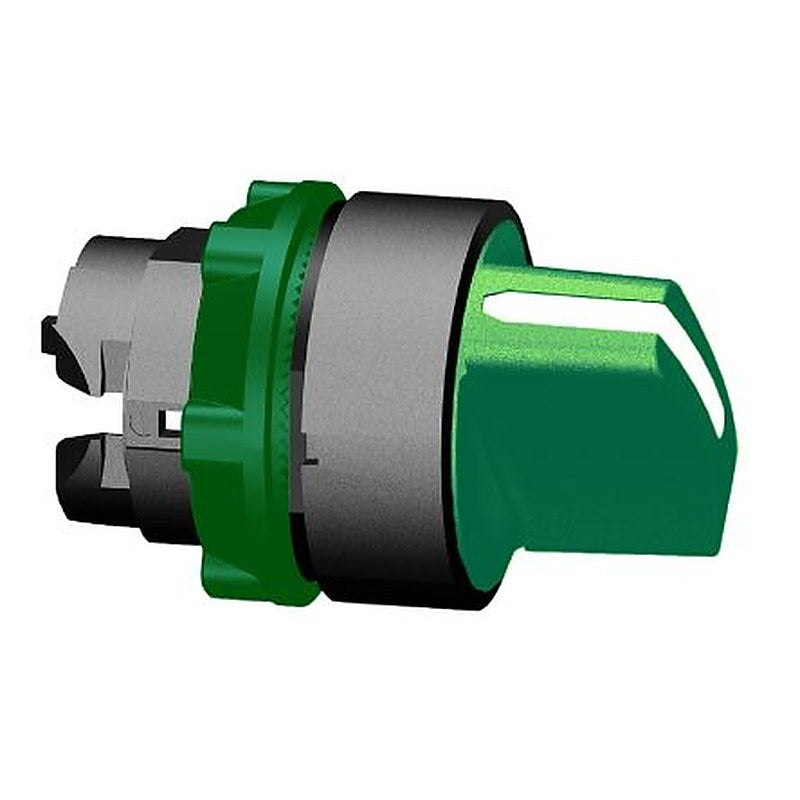 Schneider Electric ZB5 Series 3 Position Selector Switch Head, 22 mm Cutout, Green Handle, IP69K, IP69, IP67