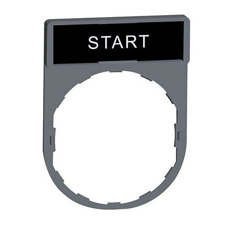 Schneider Electric Legend & Legend Holder Kit for Use with Push Buttons, Pre-printed "White START on 1 Black Side, 1 Red