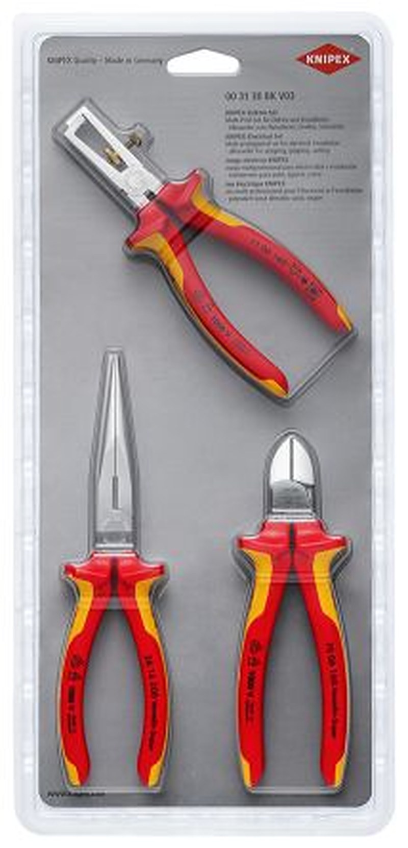 Knipex 3 Piece Electrical Tool Kit with No Storage VDE/1000V Approved