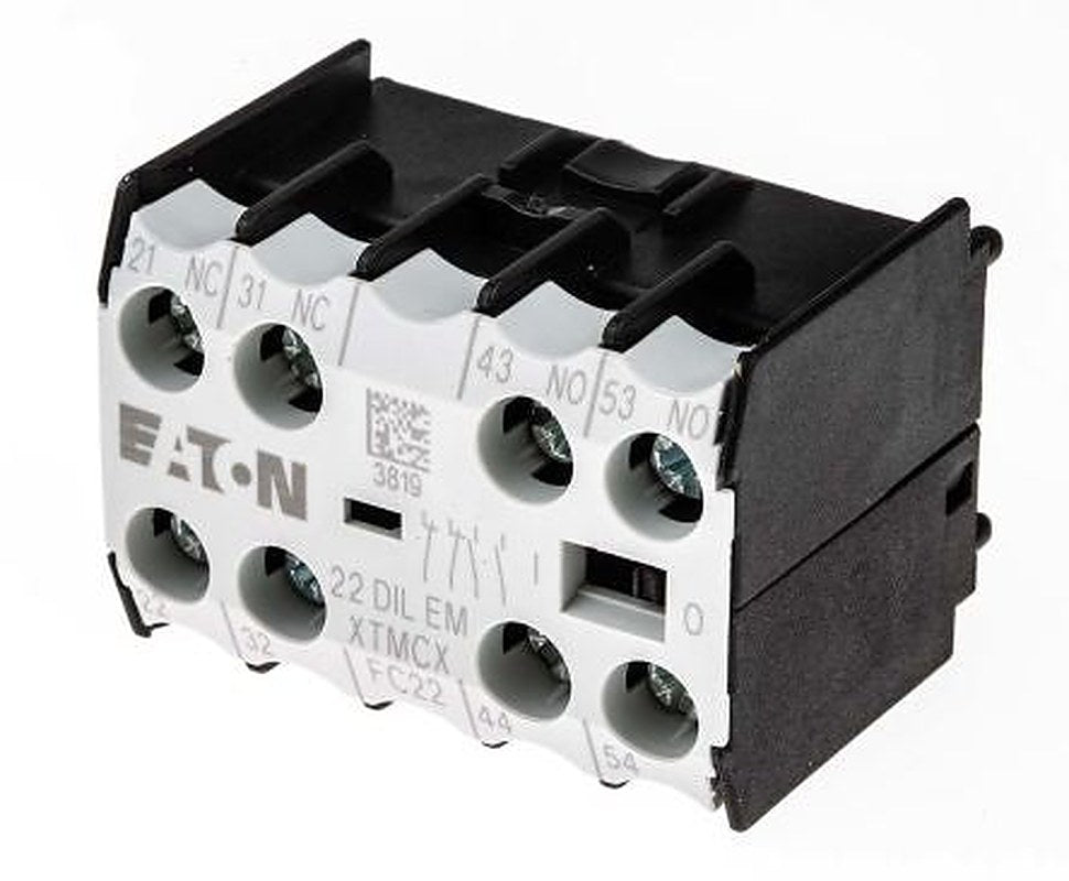 Eaton Auxiliary Contact, 4 Contact, 2 NC/2 NO, DILEM, Front Fixing, 4 A, 220 V dc, 500V ac, 010112 22DILEM