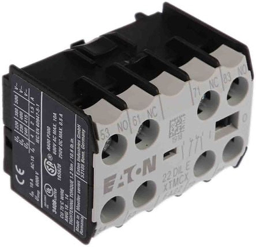 Eaton Auxiliary Contact, 4 Contact, 2 NC/2 NO, DILE, Front Fixing, 4 A, 220 V dc, 500V ac, 010288 22DILE