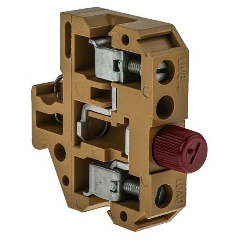 Weidmüller 0211120000 SAKS Series Fused DIN Rail Terminal Yellow, 10mm², 1-Level Fused, Screw