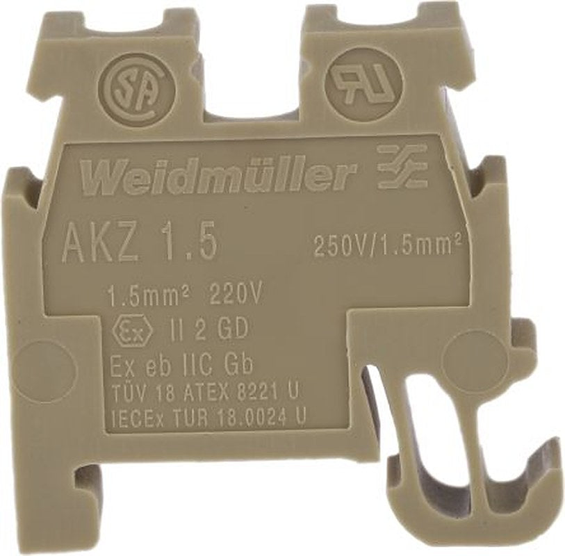 Weidmüller 0340460000 AKZ Series DIN Rail Terminal Block Brown, 1.5mm², 1-Level, Screw