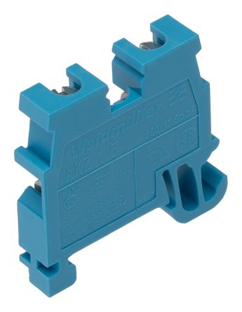 Weidmüller 0340480000 AKZ Series DIN Rail Terminal Block Blue, 1.5mm², 1-Level, Screw, IECEx/ATEX