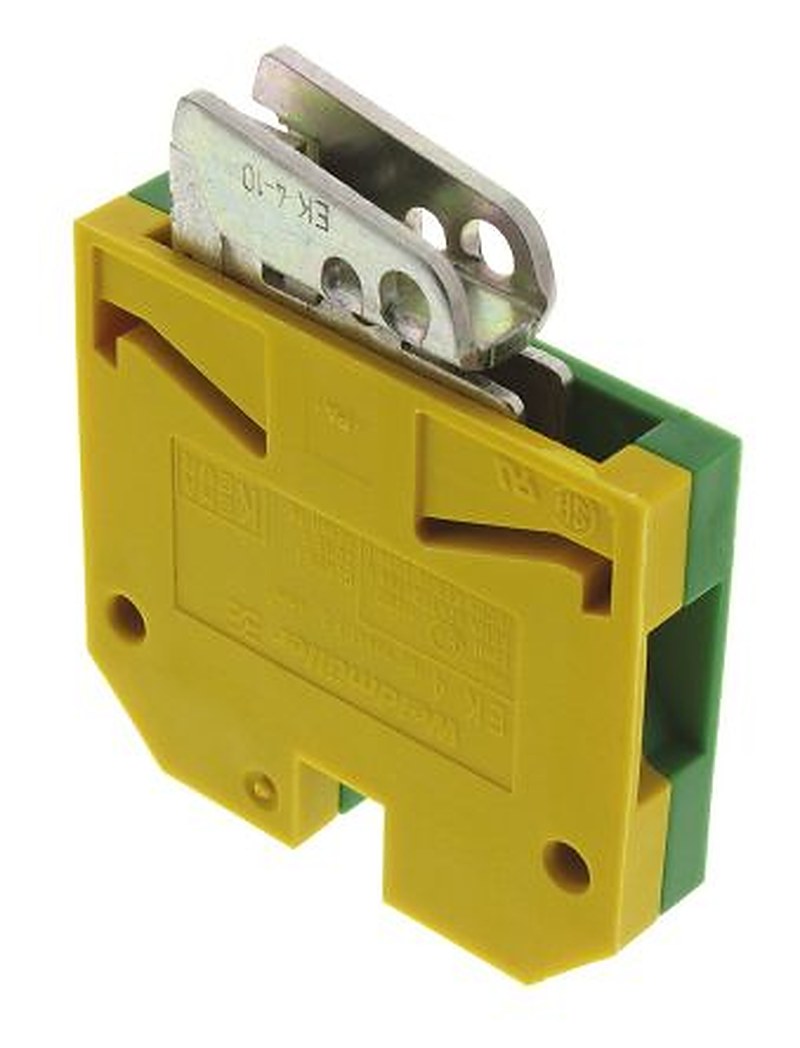 Weidmüller 2-Way EK 4 Earth Terminal Block, 4mm², 10AWG, 26 AWG Wire, Screw, Nylon Housing, ATEX