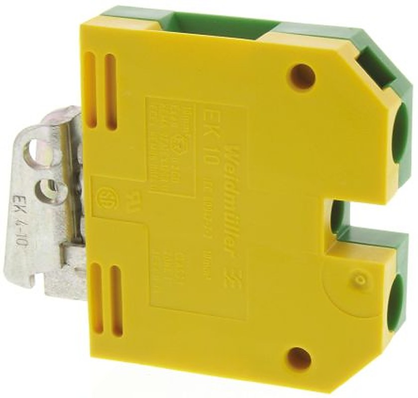 Weidmüller 2-Way EK 10 Earth Terminal Block, 10mm², 14AWG, 8 AWG Wire, Screw, Nylon Housing, ATEX