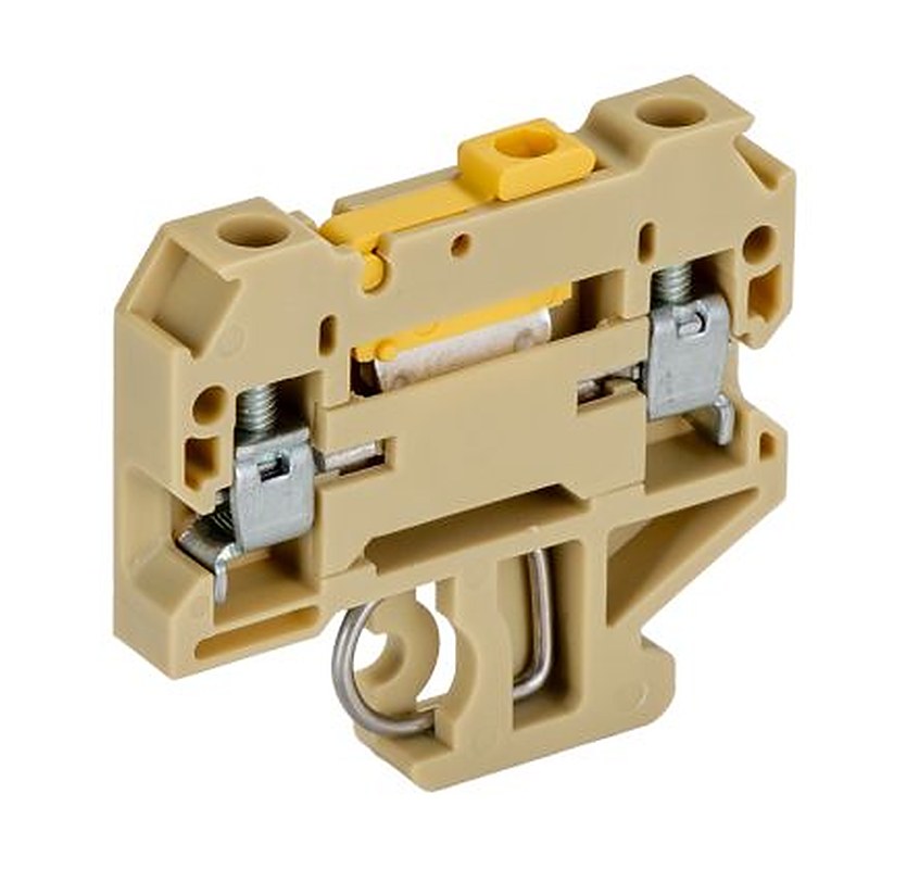 Weidmüller 0412160000 SAKR Series Test Disconnect Terminal Block Beige, Yellow, 4mm², 1-Level, Screw