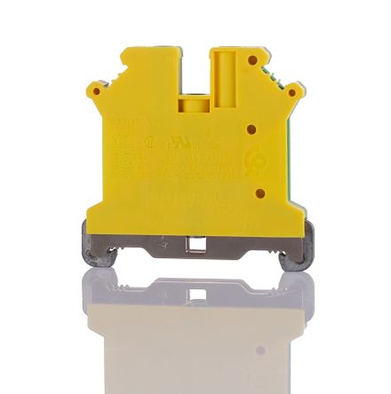 Phoenix Contact 0441517 USLKG 5-1 Series Feed Through Terminal Block Yellow, Green, 0.2mm², 6 mm², 1-Level, Screw,