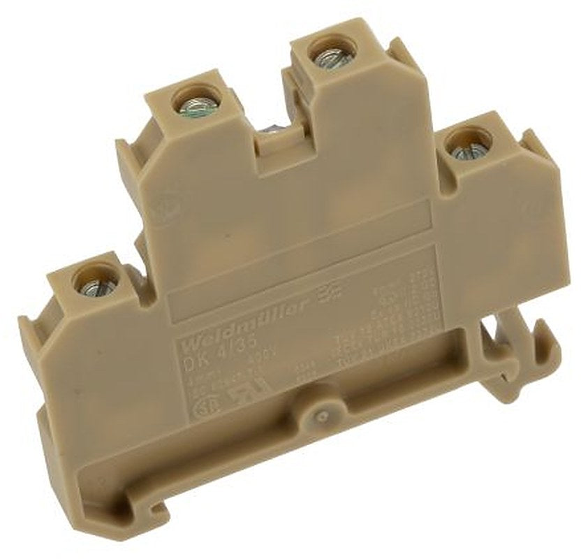 Weidmüller 0527660000 SAK Series Double Level Terminal Block Beige, Yellow, 4mm², 2-Level, Screw, IECEx/ATEX