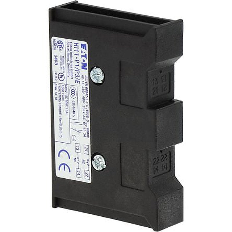 Eaton Auxiliary Contact, 2 Contact, 1 NO/1 NC, HI11, Flush, 10 A, 500V, 061813 HI11-P1/P3E