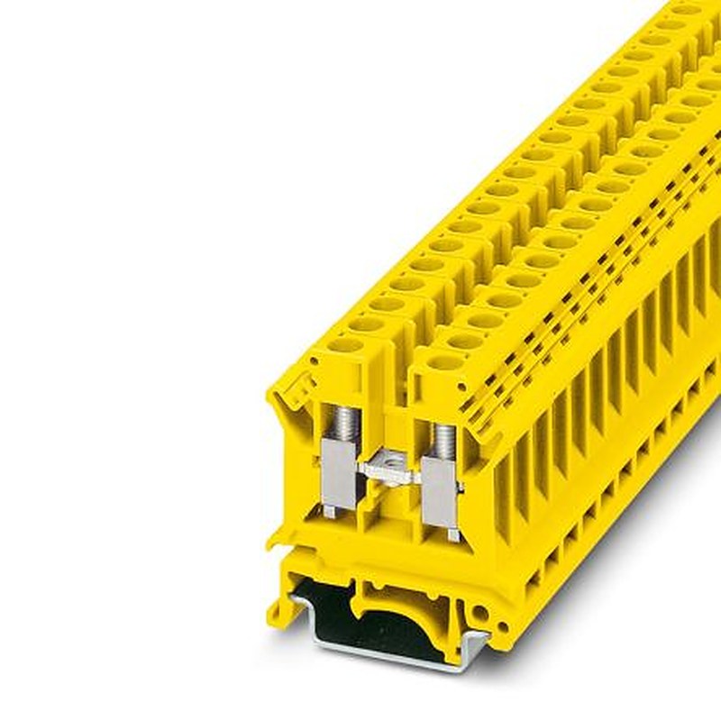Phoenix Contact 0719249 UK6 N YE Series Feed Through Terminal Block Yellow, 0.2mm², 10 mm², 1-Level, Screw
