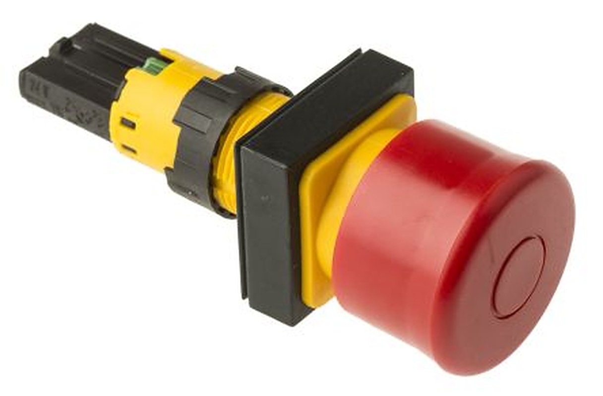 Eaton RMQ16 Series Stay Put Emergency Stop Push Button, Panel Mount, 16 mm Cutout, IP65