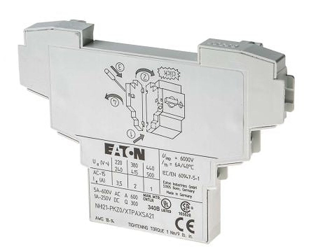 Eaton Auxiliary Contact, 3 Contact, 2 NO/1 NC, PKZ0, Top, 3.5 A, 500V ac, 072894 NHI21-PKZ0
