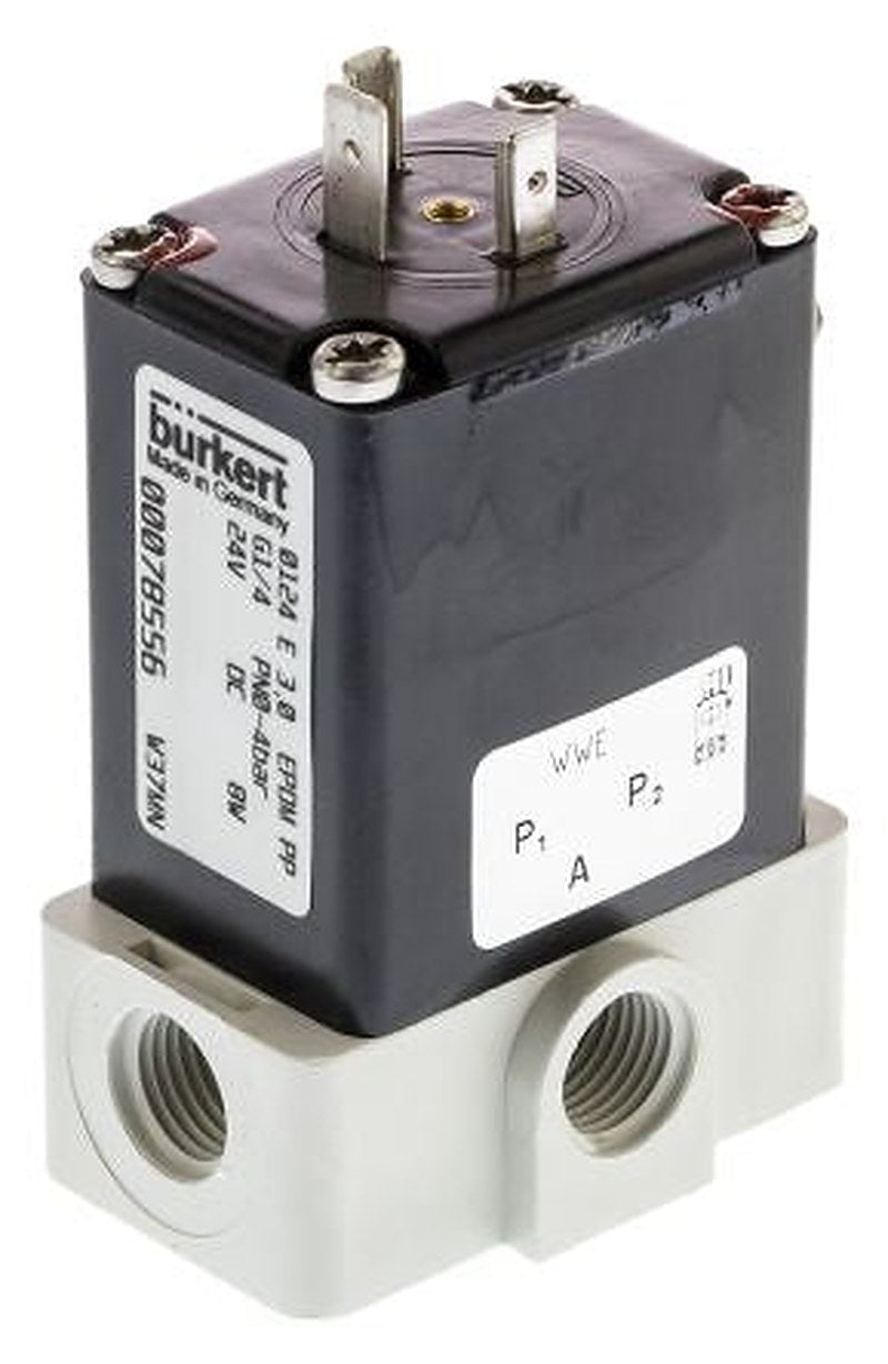 Burkert Solenoid Valve 078556, 3 Port, NO/NC, 24V dc, 6.35 mm