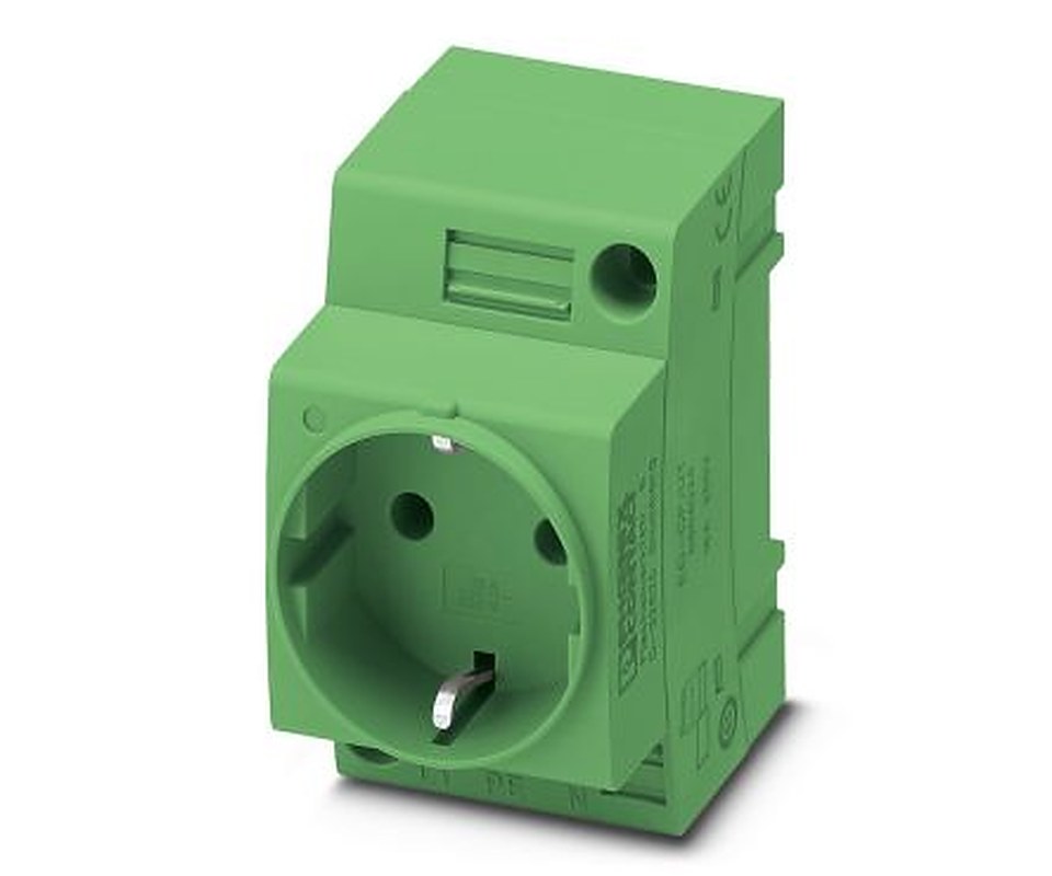 Phoenix Contact Germany Mains Socket Green, 16A, DIN Rail Polyamide, 250V, Screw