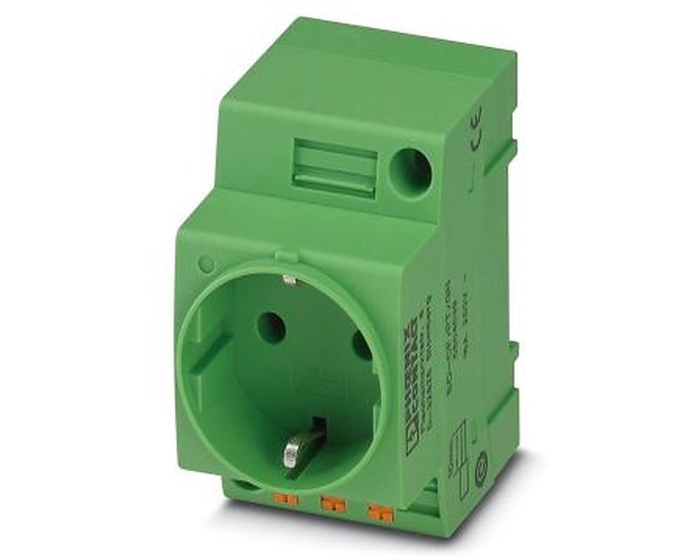 Phoenix Contact Germany Mains Socket Green, 16A, DIN Rail Polyamide, 250V, Push-in
