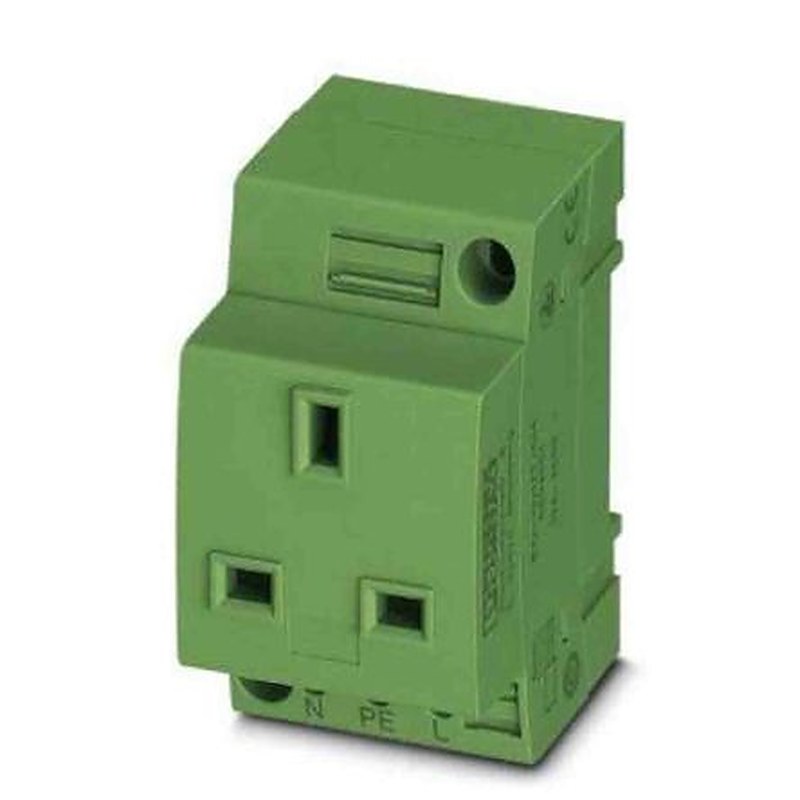 Phoenix Contact UK Mains Socket Green, 13A, DIN Rail Polyamide, 250V, Screw