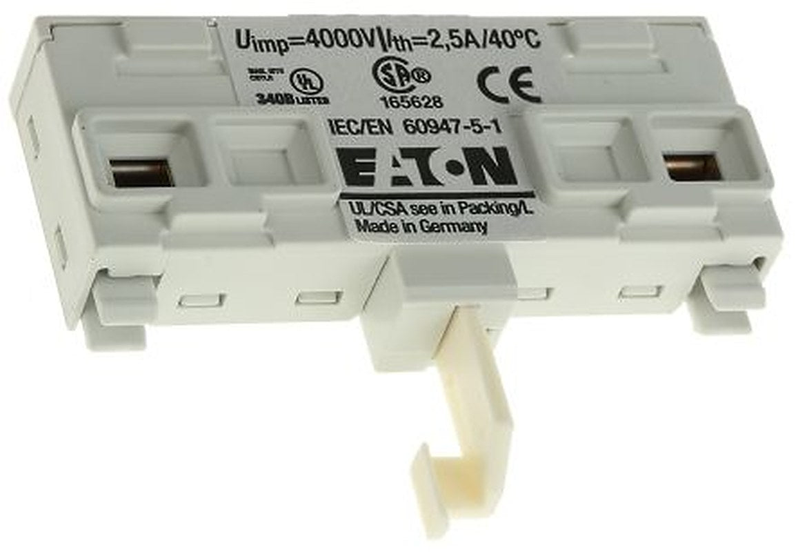 Eaton Auxiliary Contact, 1 Contact, 1 NO, NHI-E-10-PKZ0, Top, 1 A, 110 V dc, 240V ac, 082884 NHI-E-10-PKZ0