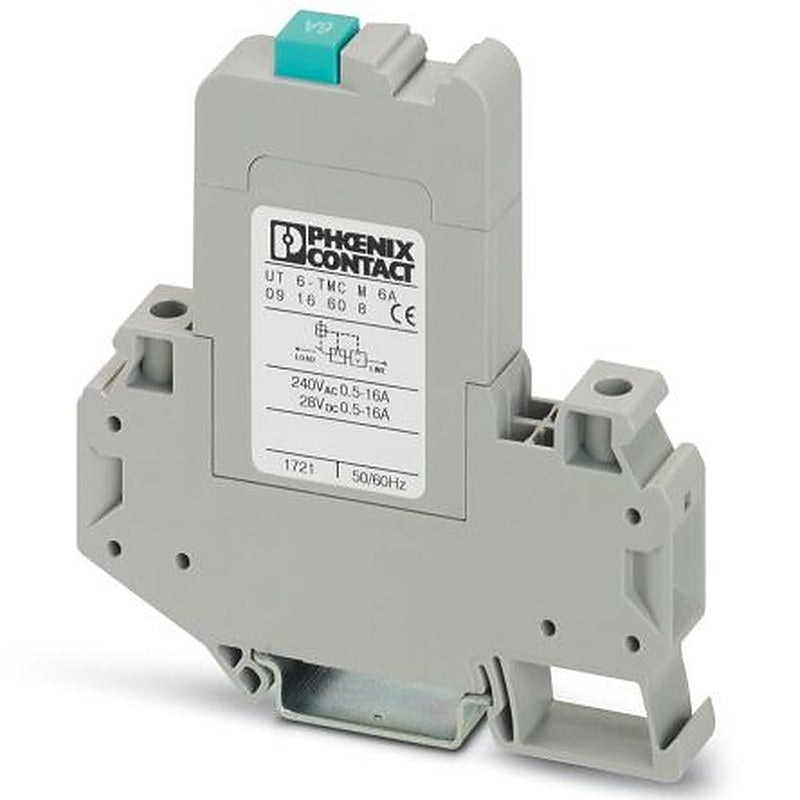 Phoenix Contact CLIPLINE UT 6-TMC Thermal Circuit Breaker - 1-Pole, DIN Rail, 6A Current Rating, 250V ac, 28 V dc