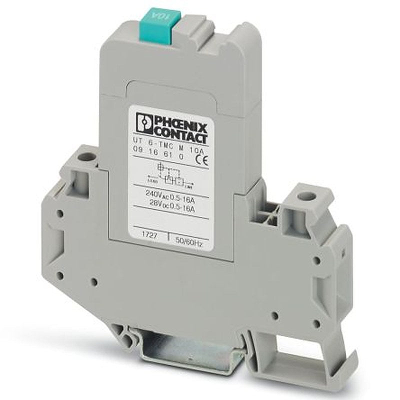 Phoenix Contact CLIPLINE UT 6-TMC Thermal Circuit Breaker - 1-Pole, DIN Rail, 10A Current Rating, 250V ac, 28 V dc