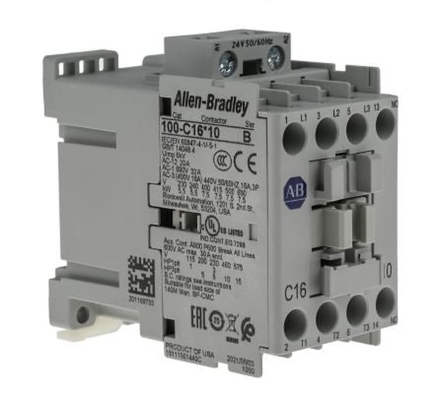 Allen Bradley 100C Contactor, 24V ac Coil, 3-Pole, 16 A, 7.5 kW 24V ac, 3 NO, 690V ac