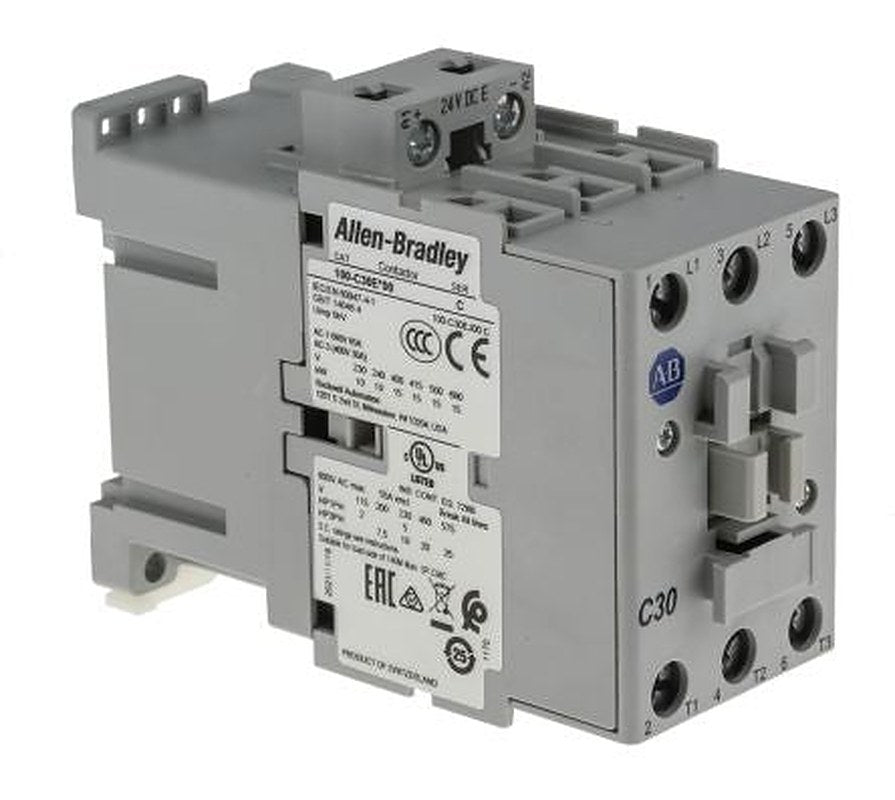 Allen Bradley 100C Contactor, 24V dc Coil, 3-Pole, 30 A, 15 kW 24V dc, 3 NO, 690V ac