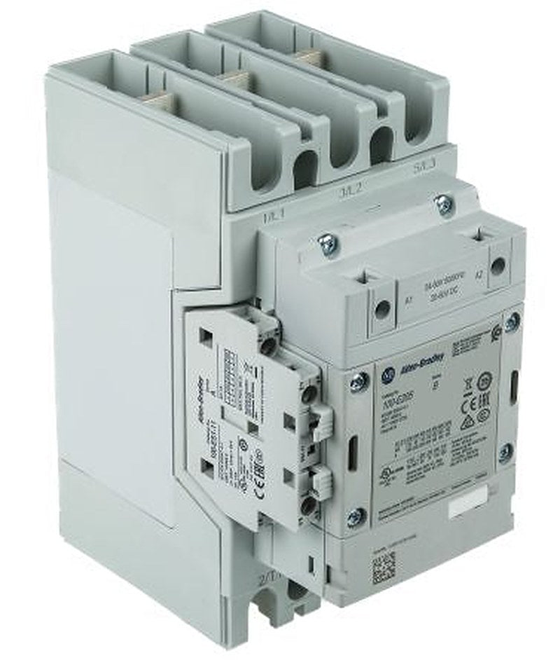 Allen Bradley 100-E Contactor, 24V dc, 60 V dc Coil, 3-Pole, 205 A, 110 kW 250V, 1 NO/1 NC, 400V ac