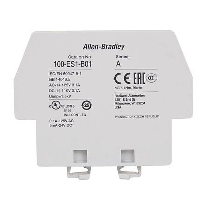 Allen Bradley Auxiliary Contact, 2 Contact, 1 NO/1 NC, Panel, 10 A, 600V, 100-ES1-11