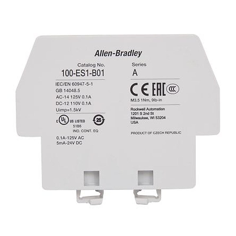 Allen Bradley Auxiliary Contact, 1 Contact, 1 NC, 100-ES1-BO1, Side, 3V, 100-ES1-B01