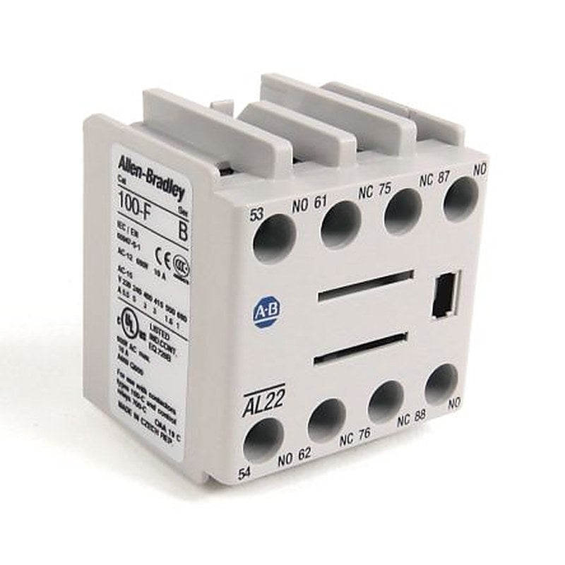 Allen Bradley Auxiliary Contact Block, 2 Contact, 1 NC, 100-E Contactors, Front, 12 A, 100-FAL22