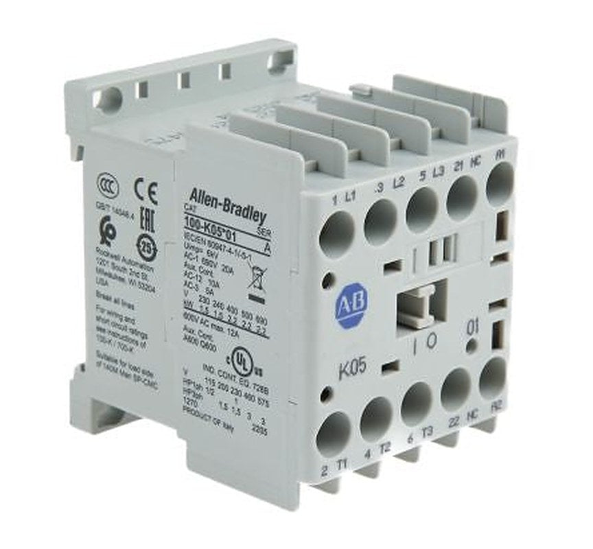 Allen Bradley 100K Contactor, 24V dc Coil, 3-Pole, 5 A, 2.2 kW 24V dc, 1 NC, 690V ac