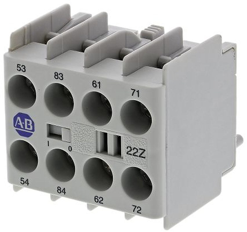 Allen Bradley Auxiliary Contact Block, 4 Contact, 2 NC/2 NO, 100K, Panel, 10 A, 690V, 100-KFA22Z