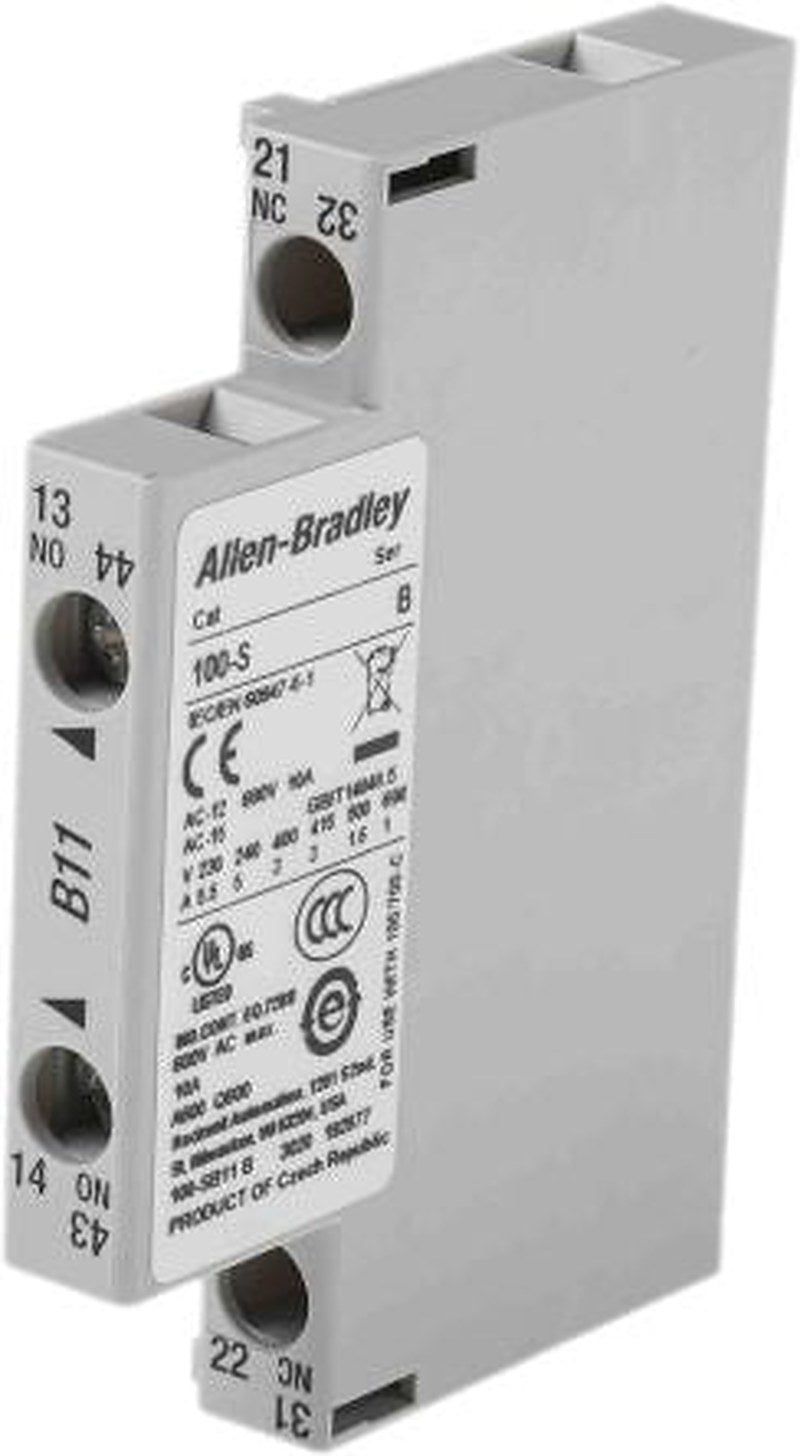 Allen Bradley Auxiliary Contact, 2 Contact, 1 NO/1 NC, 100S, Panel, 10 A, 600V, 100-SB11