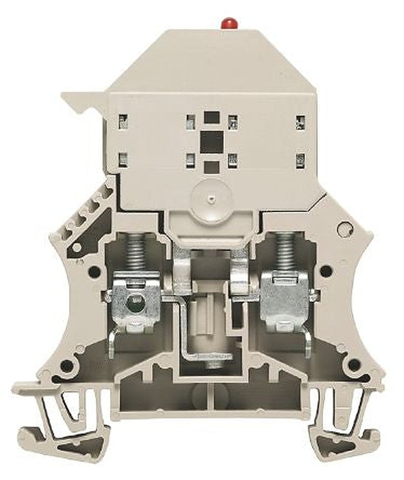 Weidmüller 1012300000 W Series Fused DIN Rail Terminal Dark Beige, 10mm², 1-Level Fused, Screw