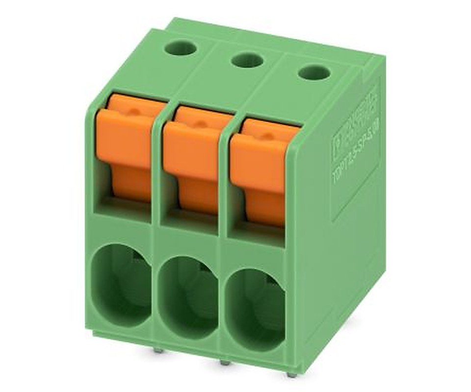 Phoenix Contact TDPT 2.5/ 3-SP-5.08 Series Straight Wave Soldering Mount PCB Terminal Block, 3 Contact(s), 5.08 mm