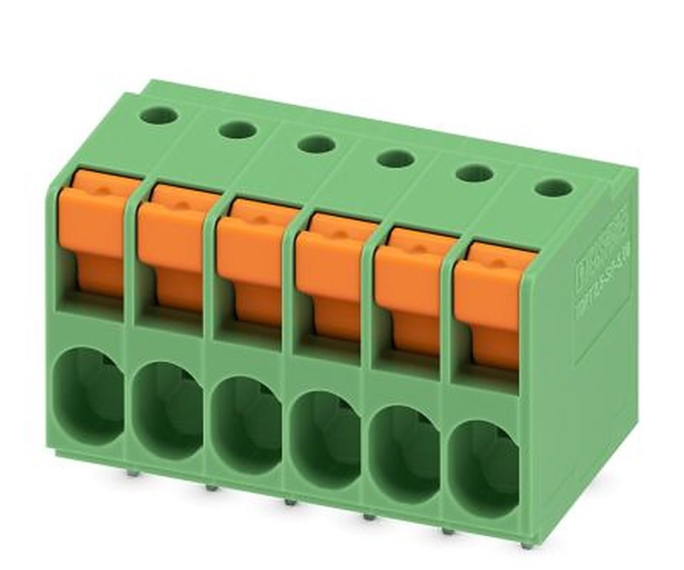 Phoenix Contact TDPT 2.5/ 6-SP-5.08 Series Straight Wave Soldering Mount PCB Terminal Block, 6 Contact(s), 5.08 mm