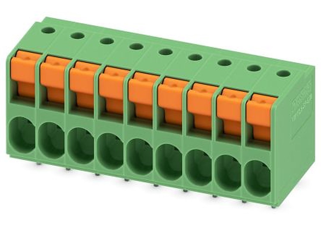 Phoenix Contact TDPT 2.5/ 9-SP-5.08 Series PCB Terminal Block, 9-Contact, 5.08 mm Pitch, Wave Soldering Mount, 1 Row
