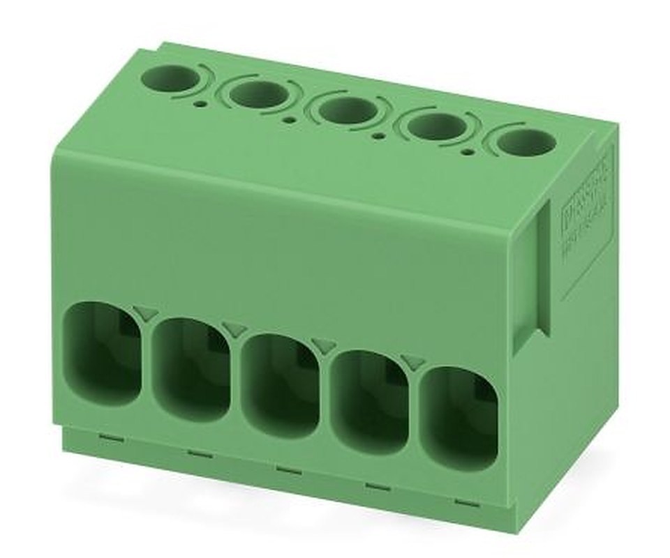 Phoenix Contact TDPT 4/ 5-SC-6.35-ZB Series Straight Wave Soldering Mount PCB Terminal Block, 5 Contact(s), 6.35 mm