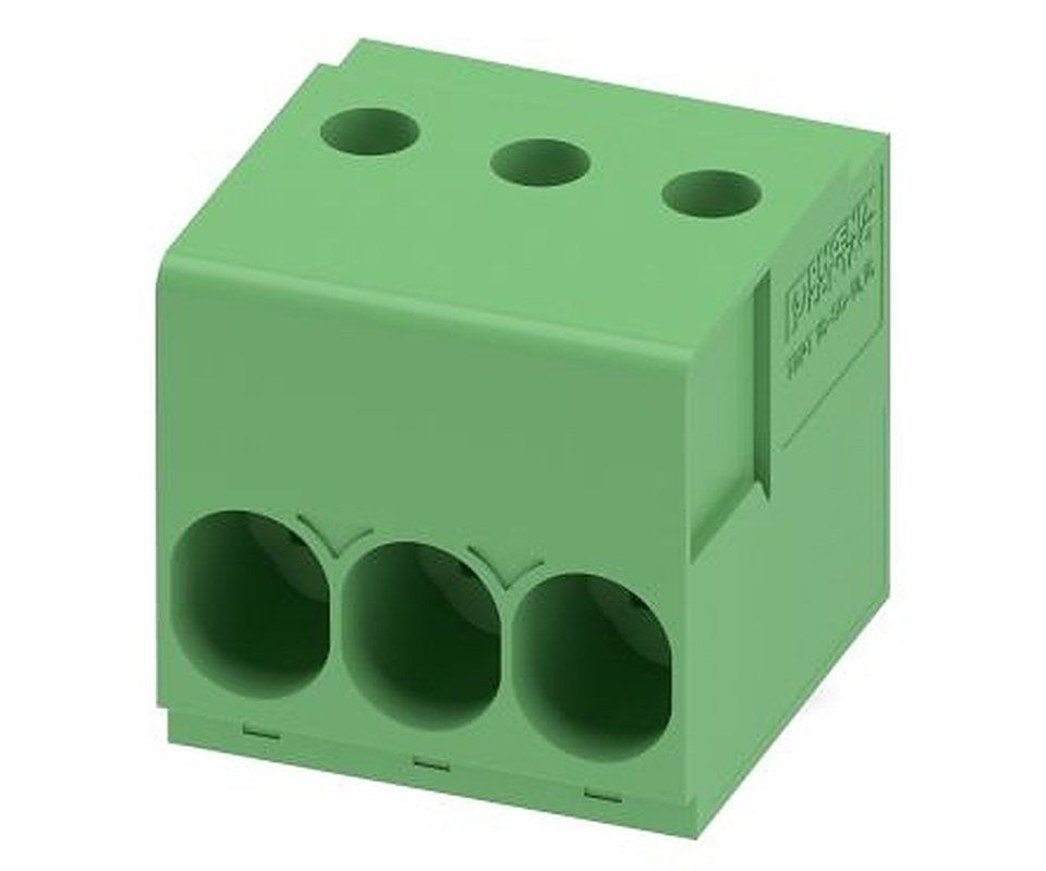 Phoenix Contact TDPT 16/ 3-SC-10.16-ZB Series PCB Terminal Block, 3-Contact, 10.16 mm Pitch, Wave Soldering Mount, 1 Row
