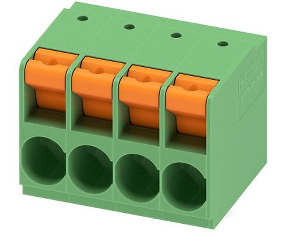 Phoenix Contact TDPT 16/ 4-SP-10.16-ZB Series PCB Terminal Block, 4-Contact, 10.16 mm Pitch, 1 Row