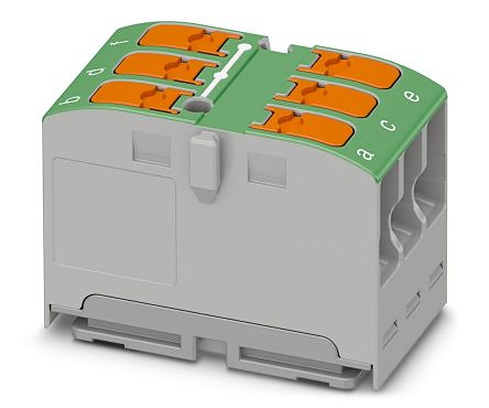 Phoenix Contact Distribution Block, 6 Way, 450V, 24A, Green