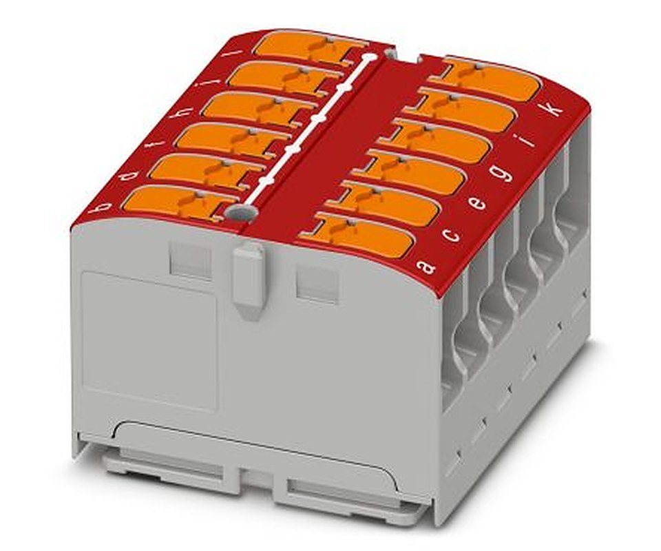 Phoenix Contact Distribution Block, 12 Way, 450V, 24A, Red