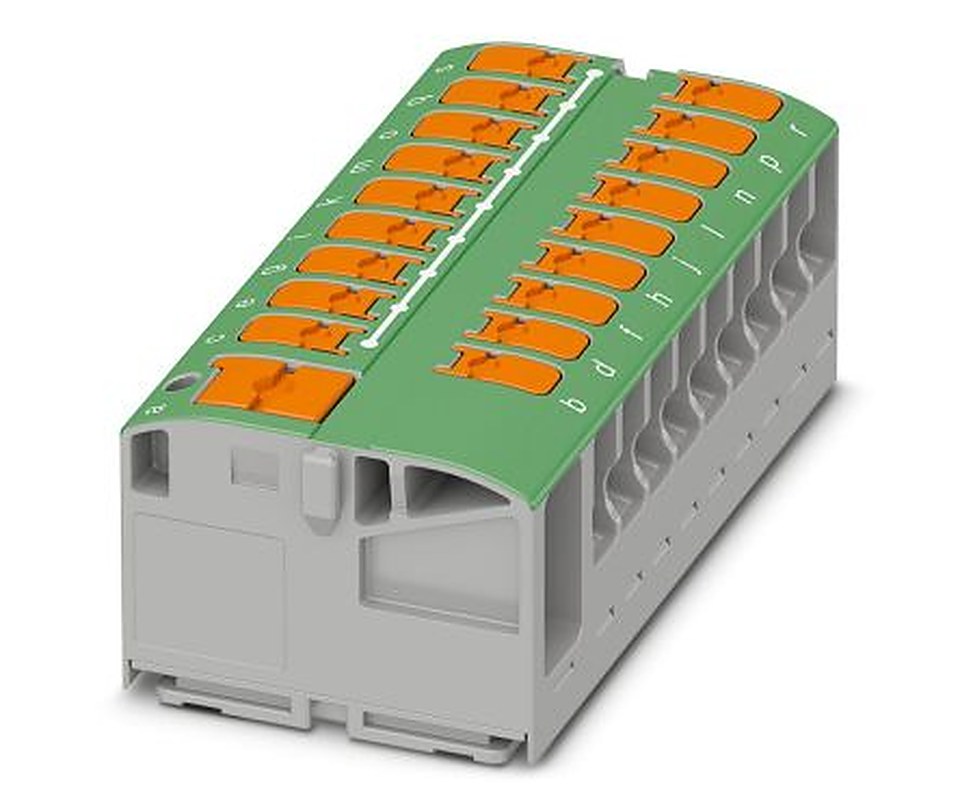 Phoenix Contact Distribution Block, 19 Way, 450V, 24A, Green