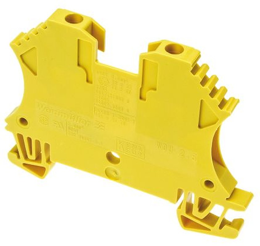Weidmüller 1020020000 WDU Series Feed Through Terminal Block Yellow, 2.5mm², 1-Level, Screw, ATEX